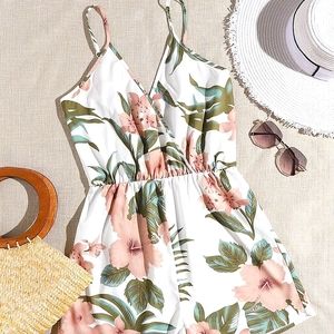Tropical Floral Romper Silky Material Adjustable Spaghetti Straps Fits M/L NWOT